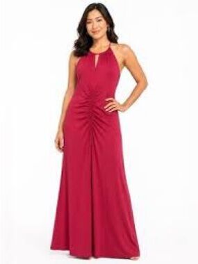 LOFT Raspberry Halter Maxi Dress